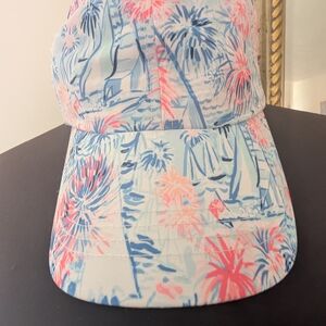 Lilly Pulitzer Pink & Blue Tropical Sailboat Baseball Cap